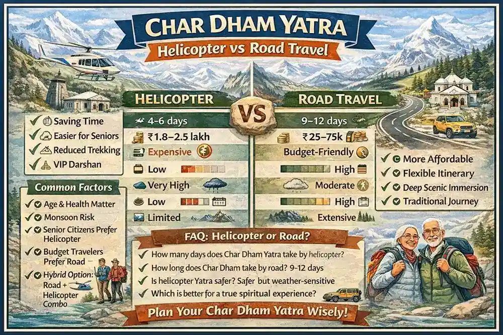 Char Dham Yatra by Helicopter vs by Road